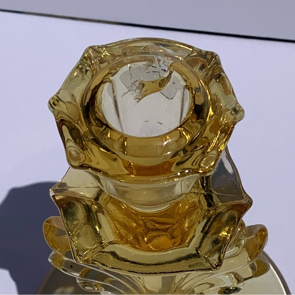 Vintage Fostoria Glass Topaz Yellow BAROQUE Taper Candle Holder single - Picture 3 of 5